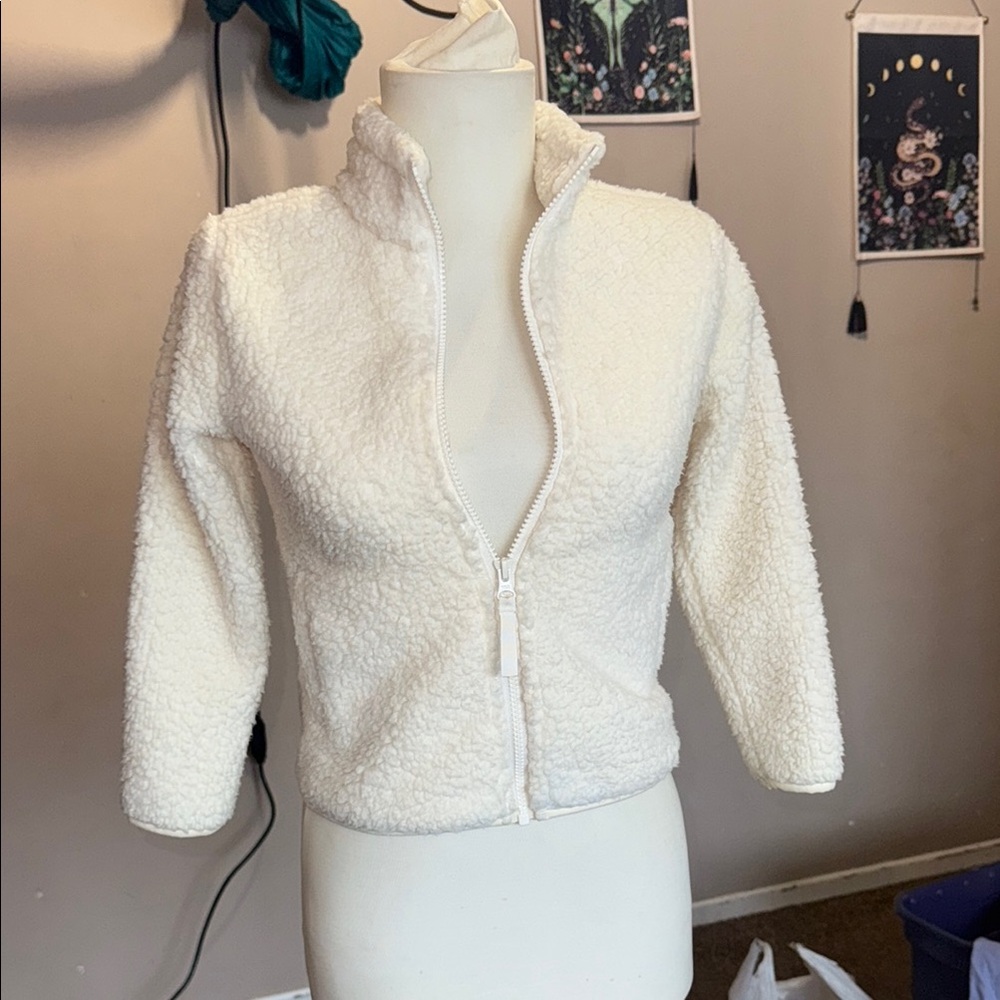 Amazon Essentials Cream Teddy Jacket Zip-Up Plush